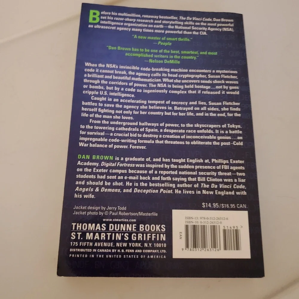 Digital Fortress by Dan Brown Paperback Techno-Thriller Novel NSA Suspense